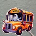 Halloween School Bus Ghost Driving a Yellow School Bus Vinyl Sticker ...
