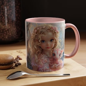 Tazza da caffè con raffigurazione di una principessa delle fiabe con decorazioni fantasy, regalo perfetto per bambini e collezionisti, ideale per compleanni o festività.