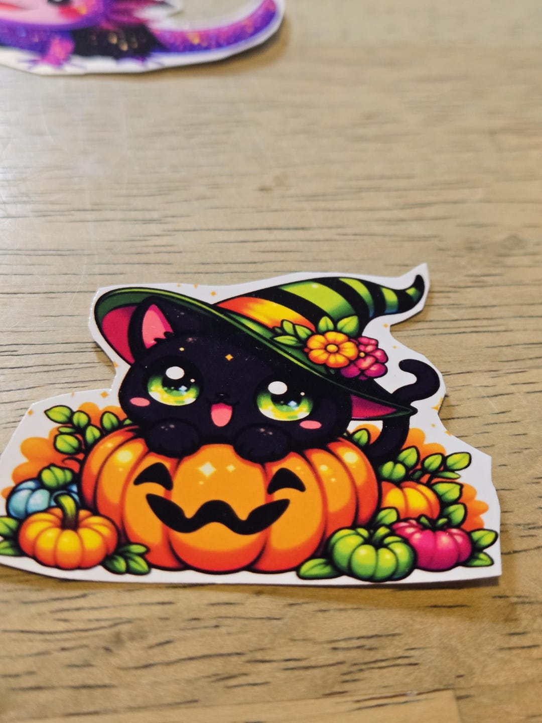A Halloween Kawaii Black Cat and a Pumpkin Sticker Book, Water Bottle ...