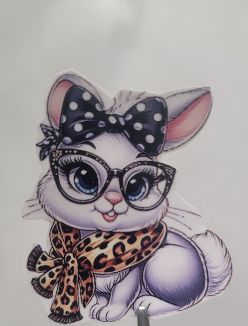 Glamorous Bunny With Glasses Sticker, Laptop Decal - Etsy