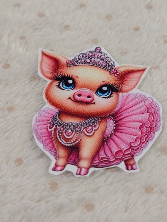 Buy A Pig Baby in a Pink Tutu and Tiara Vinyl Sticker Journaling