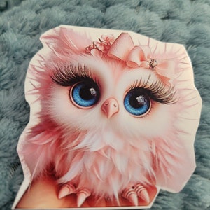 Owl, beautiful pink owl baby  scrapbooking, sticker book, water bottle, Tumbler, laptop,  phone case owl lover  gift idea,buy 3 get 1 free
