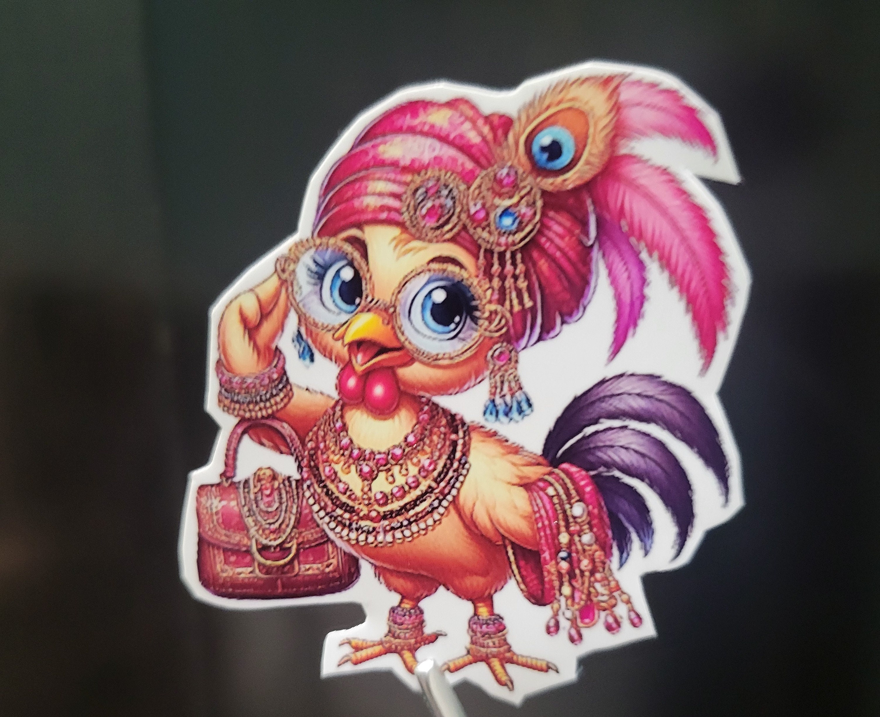 Glamorous Chicken Vinyl Sticker, Lady Bird Art - Etsy