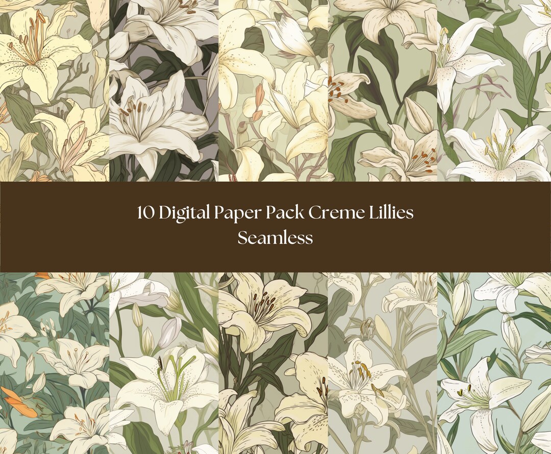 10 Seamless Digital Paper Pack Creme Lillies - Etsy