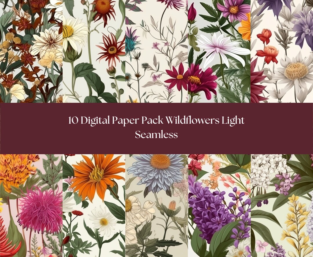 10 Seamless Digital Paper Pack Wildflowers Light - Etsy