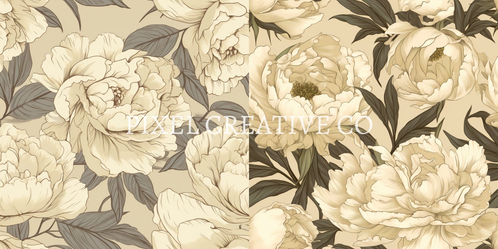 10 Seamless Digital Paper Pack Creme Peonies - Etsy