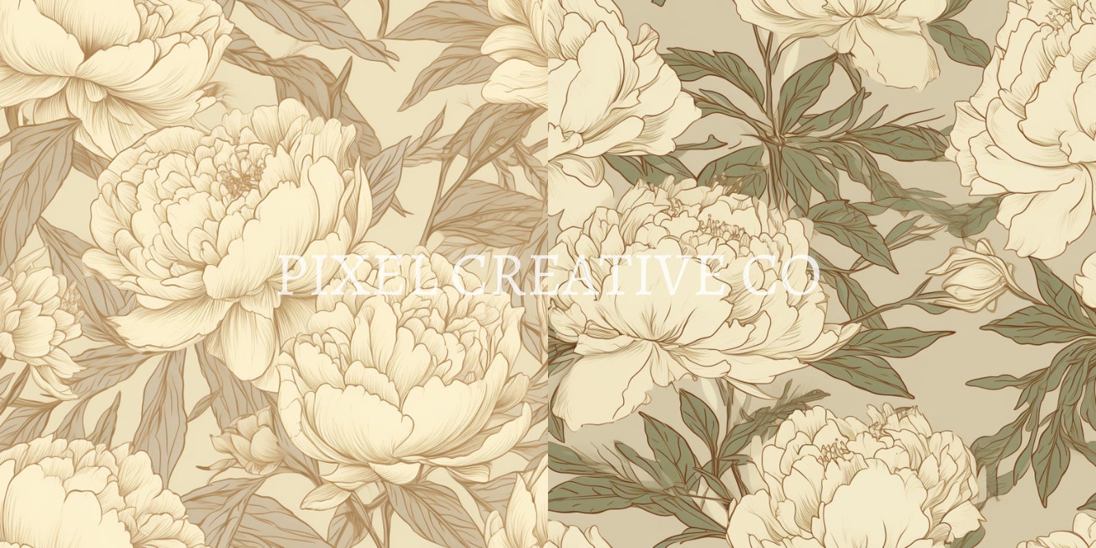 10 Seamless Digital Paper Pack Creme Peonies - Etsy