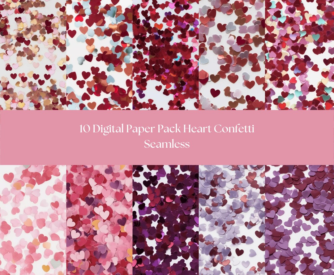 10 Seamless Digital Paper Pack Heart Confetti Valentines - Etsy