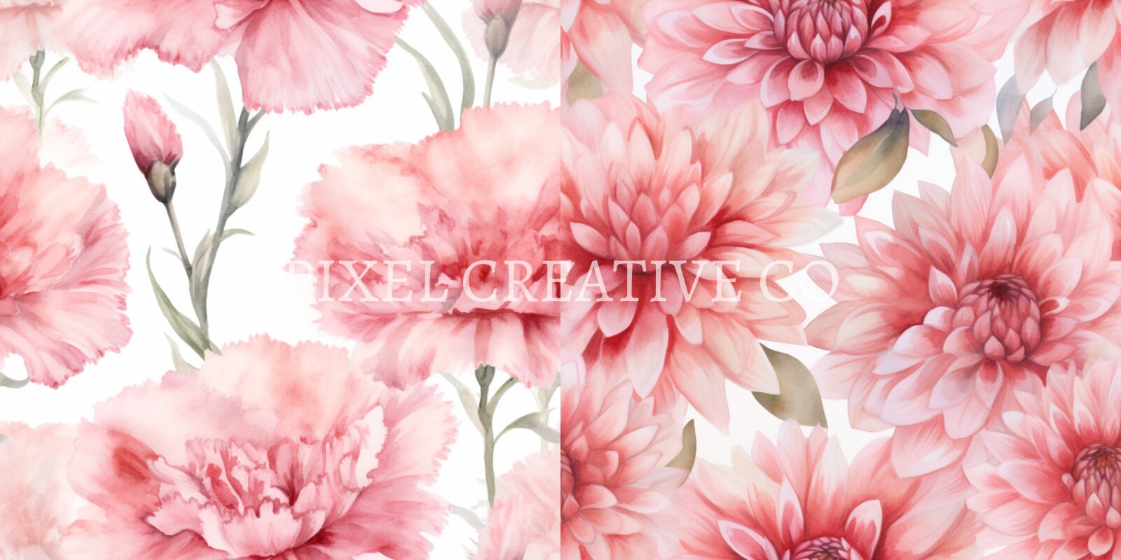 10 Seamless Digital Paper Pack Pink Watercolor Flowers - Etsy