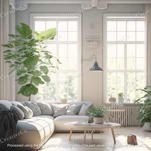 4 Virtual Backgrounds Digital Backdrops Scandinavian Living Room, Zoom, Google Meet, Teams, Skype