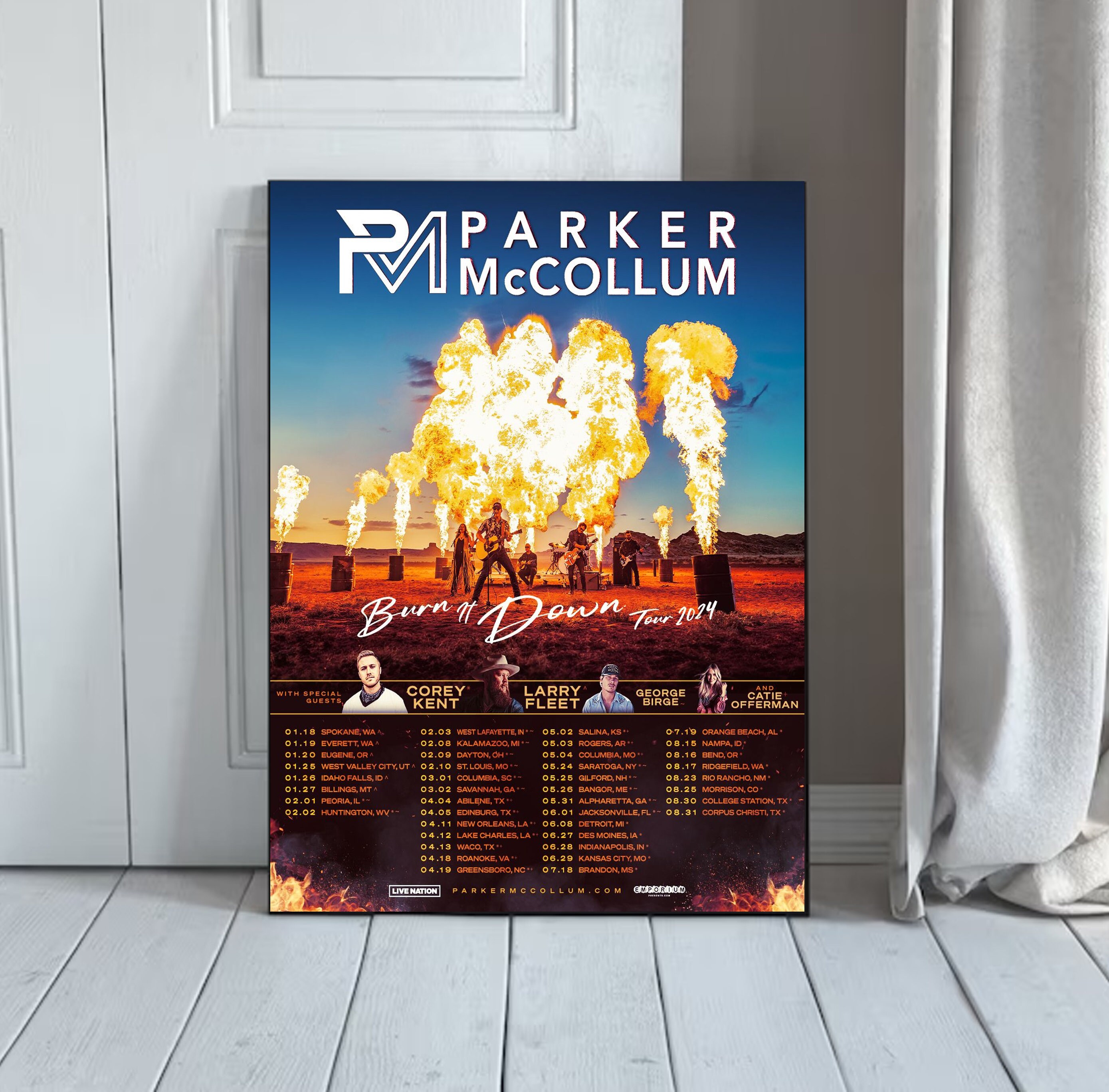 Parker Mccollum Burn It Down Tour 2024 Poster Etsy