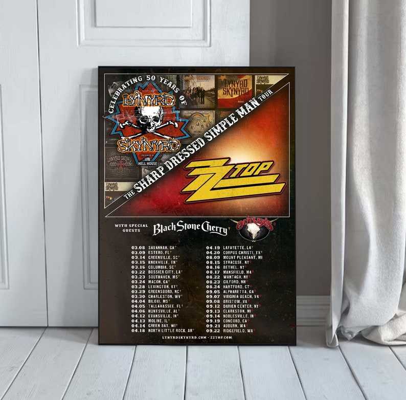 Lynyrd Skynyrd ZZ Top Tour 2024 Poster Etsy
