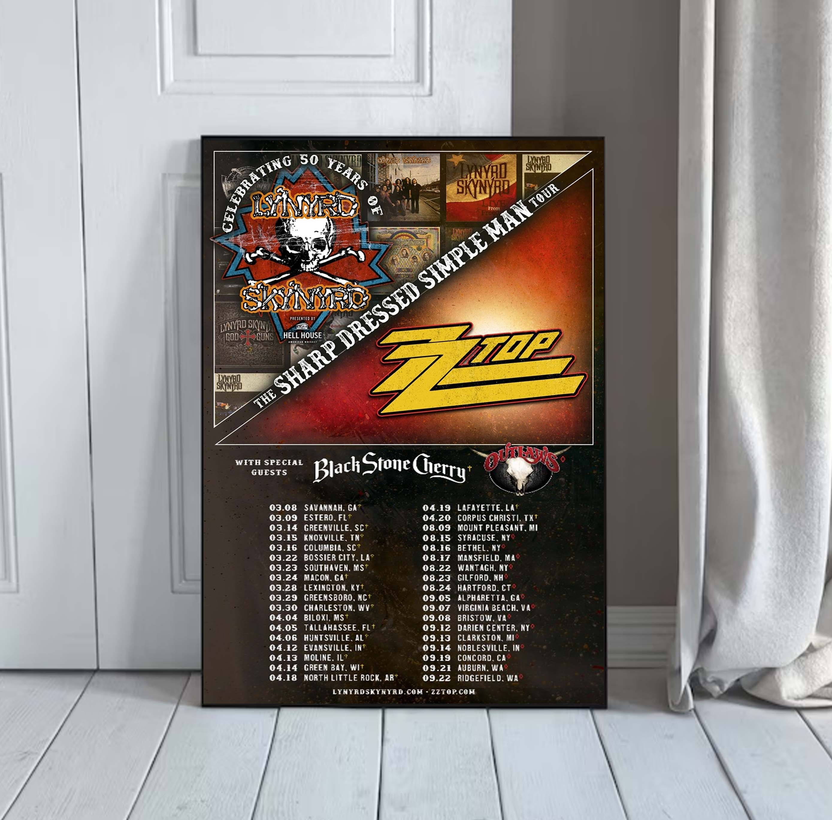 Lynyrd Skynyrd ZZ Top Tour 2024 Poster Etsy