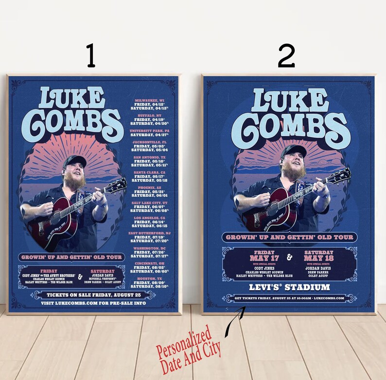 Custom Luke Combs 2024 Tour Growing up and Getting Old Poster Etsy