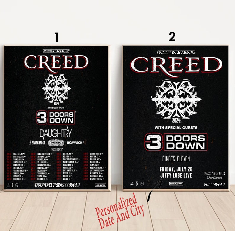 Custom Creed 2024 Tour Summer of 99 Tour Poster Etsy