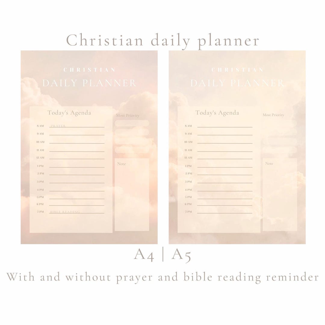 Minimal Christian Daily Planner Printable, Calm Prayer & Bible Reading ...