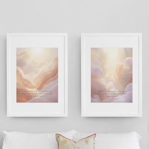Christian Wall Art Printable Set of 2, Bible Verse Scripture Decor for Calm Faith Home