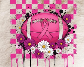 Breast Cancer Football PNG Retro Pink Out Design, Tackle Cancer PNG, Pink Ribbon Game Day Breast Cancer Awareness Sublimation for Shirts