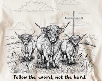 Follow the Word Not the Herd PNG, Isaiah 8:11-13 Christian Western Design, Cowboy Country Bible Verse Graphic, Faith Sublimation Download
