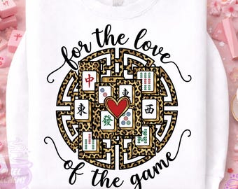 Love Mahjong PNG, Leopard Print Game Design Sublimation DTF Shirt Digital Download, Instant Download File