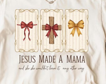 Mamá cristiana coqueta otoño PNG, diseño de Jesús la convirtió en mamá, sublimación de camiseta de fe bohemia, gráfico de mamá cristiana de otoño, descarga digital