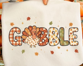Thanksgiving Gobble Coquette PNG, Preppy Turkey Fall Design, Cute Thanksgiving Sublimation for Shirts