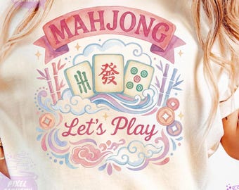 Mahjong Shirt PNG, Watercolor Party Tile Clipart Design, Digital Download, Instant Download Sublimation File
