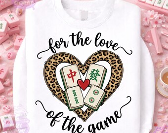 Love Mahjong PNG, Leopard Print Game Design Sublimation DTF Shirt Digital Download, Instant Download File