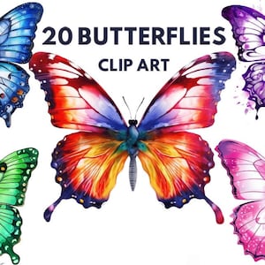 Best Colorful Butterfly Clipart Bundle, Watercolor Butterfly, Butterfly Png, Butterfly Clip Art, Commercial License, Clipart