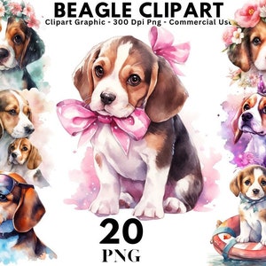 Beagle Watercolor Clipart Cute Beagle PNG Illustration Cute Beagle Printable Wall Art Puppy Pet Portrait Download Scrapbooking Beagle