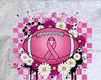 Breast Cancer Football PNG Retro Pink Out Design, Tackle Cancer PNG, Pink Ribbon Game Day Breast Cancer Awareness Sublimation for Shirts