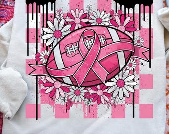 Breast Cancer Football PNG Retro Pink Out Design, Tackle Cancer PNG, Pink Ribbon Game Day Breast Cancer Awareness Sublimation for Shirts