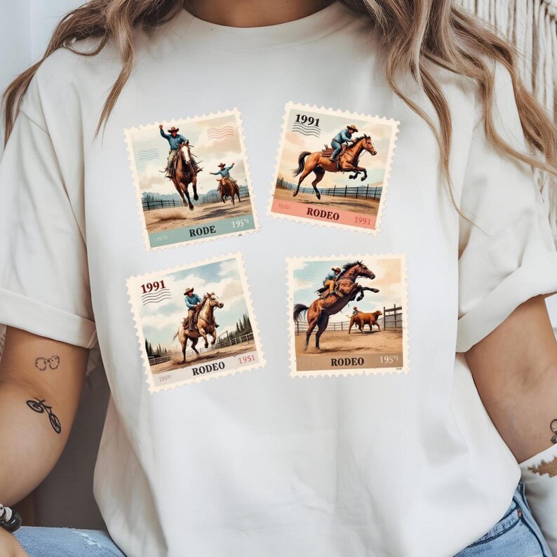 Stamp Rodeo Rodeo Cowboy PNG, Western Ranch Design, Bucking Horse Stamp Art ...
