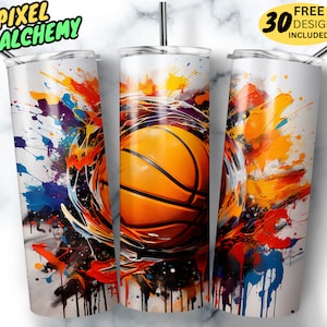 Basketball Tumbler Wrap Sublimation, 20 oz Skinny Tumbler Sublimation Design Digital Download PNG, Basketball Sublimation Tumbler Wrap