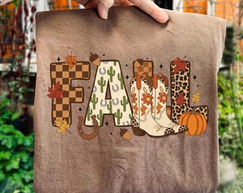 Cowboy Checkered Fall PNG, Western Pumpkin Howdy Autumn Design, Cowgirl Boots Ghost Sublimation for Fall Shirts