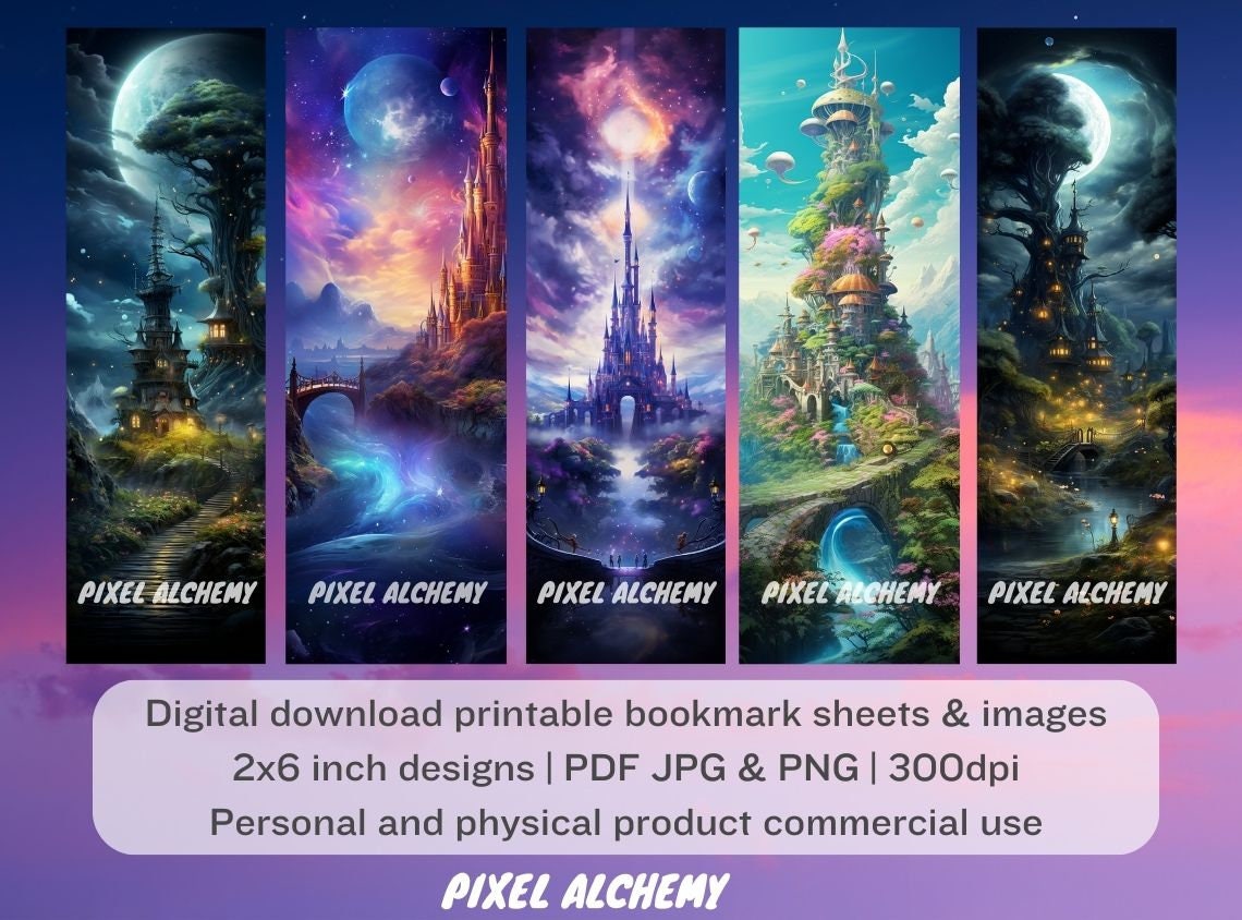 Fantasy Bookmarks Printable Bookmarks, Digital Download Bookmark Sheets ...
