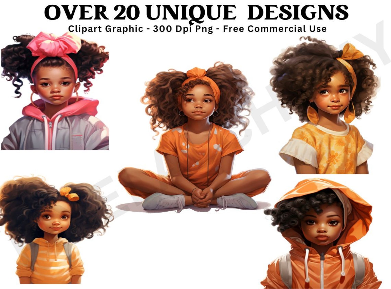 20 PNG Little Black Girl PNG, Black Girls Clipart Bundle, Black Kids ...