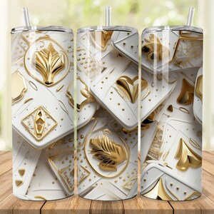 3D Playing Cards 20 oz Skinny Tumbler Sublimation Design, Instant Digital Download PNG, Straight Tumbler Wrap, 3d Tumbler Wrap, Tumbler Png