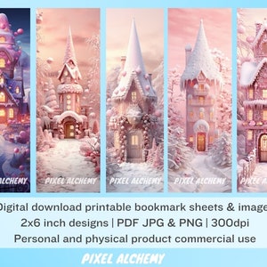 Christmas Bookmark Printable, Christmas Bookmark, Digital Download Bookmark Sheets PDF, Print and Cut Bookmark Set, PNG Bookmark Sublimation image 4