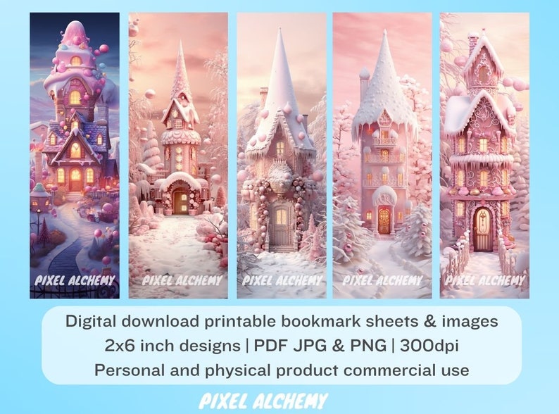 Christmas Bookmark Printable, Christmas Bookmark, Digital Download Bookmark Sheets PDF, Print and Cut Bookmark Set, PNG Bookmark Sublimation image 4