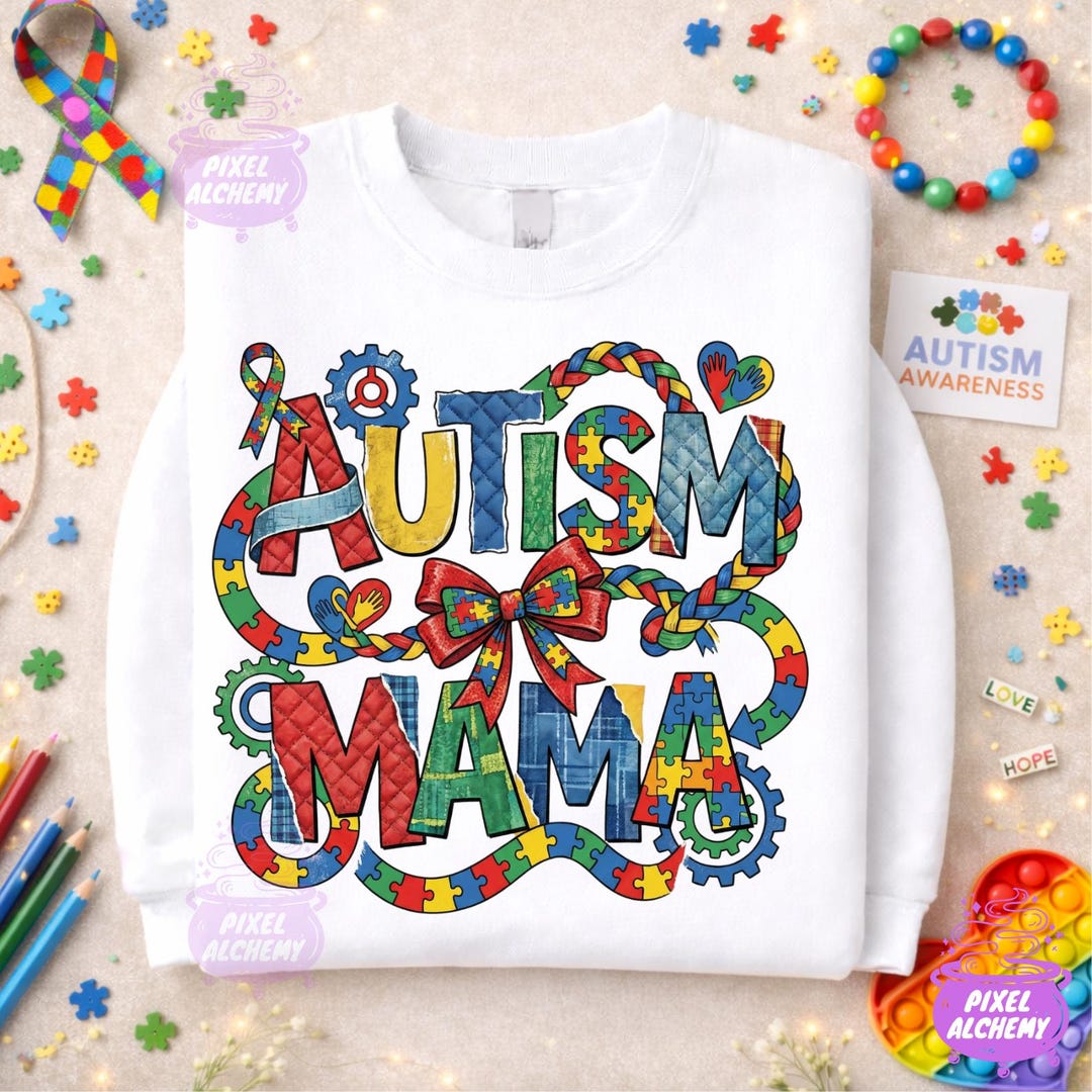 Autism Mama PNG, Coquette Bow Puzzle Piece, Autism Awareness Design ...