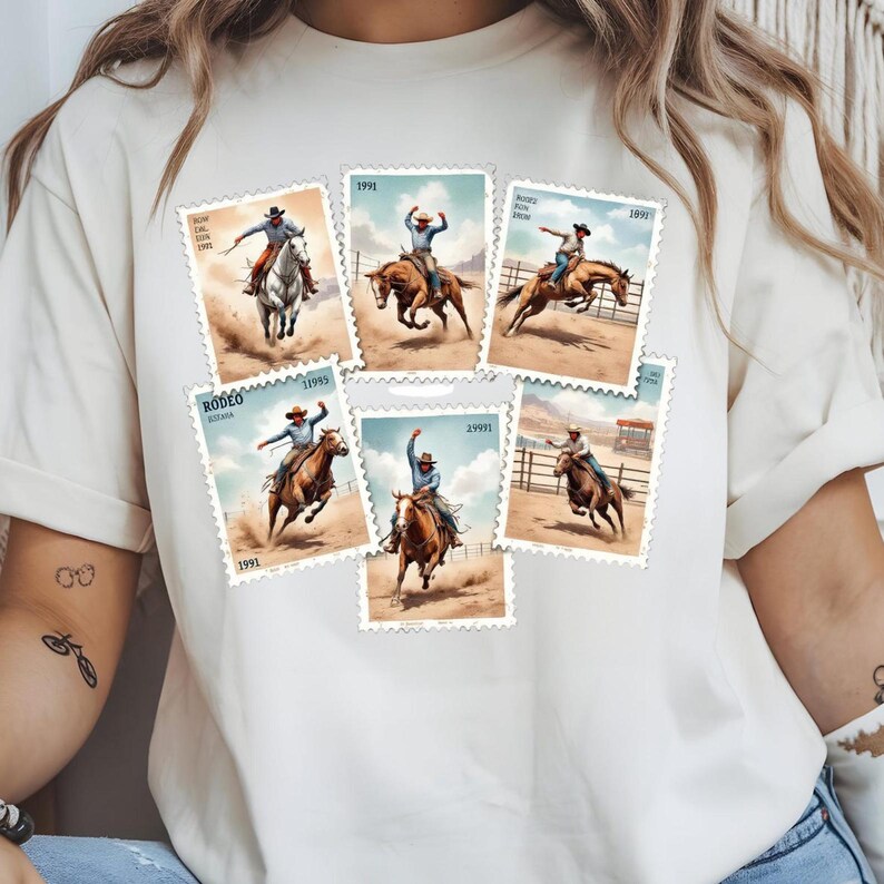 Stamp Rodeo Rodeo Cowboy PNG, Western Ranch Design, Bucking Horse Stamp Art ...