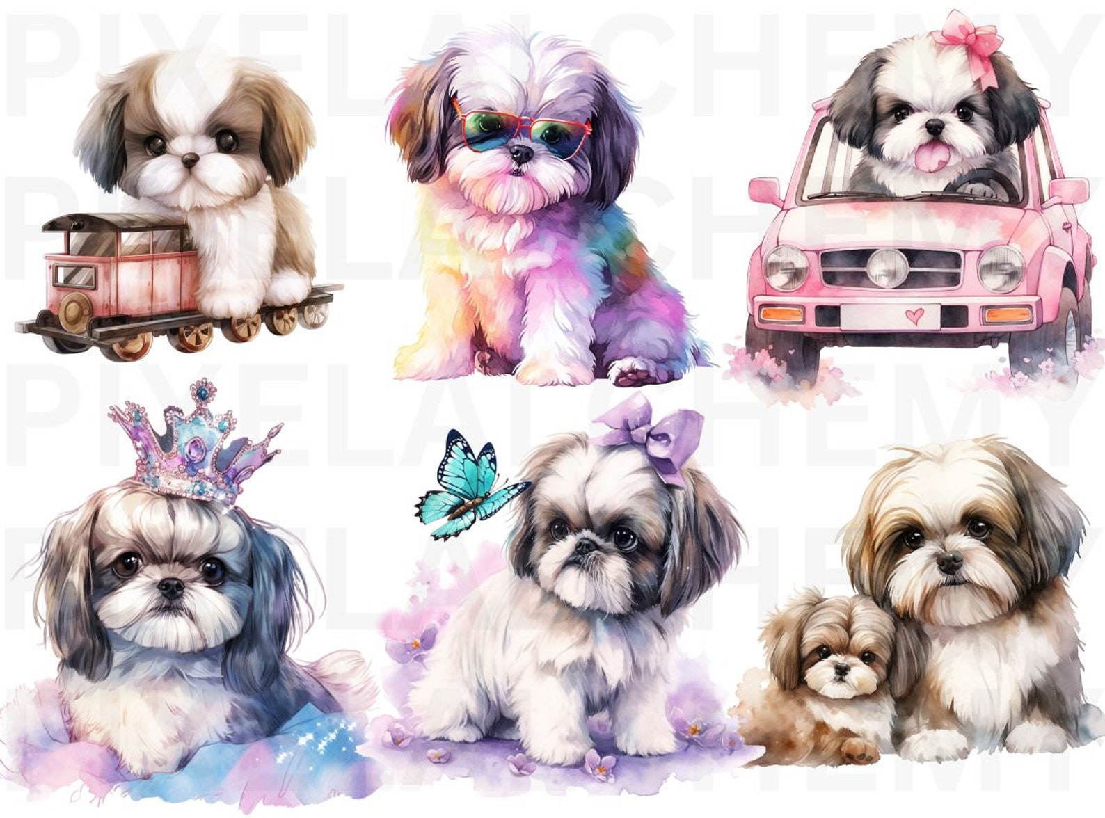 Shih Tzu Watercolor Clipart Shih Tzu PNG Illustration Shih - Etsy