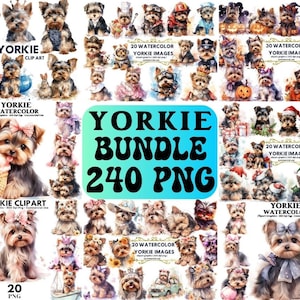 Yorkshire Terrier Watercolor Clipart, Cute Yorkie PNG Illustration Cute Yorkie Printable Wall Art Puppy Pet Portrait Download Scrapbooking