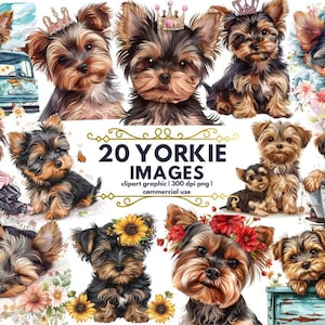 Yorkshire Terrier Watercolor Clipart, Cute Yorkie PNG Illustration Cute Yorkie Printable Wall Art Puppy Pet Portrait Download Yorkie Clipart