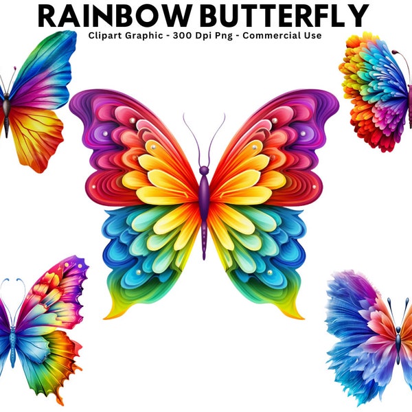 Best Rainbow Butterfly Clipart Bundle, Watercolor Butterfly, Butterfly Png, Butterfly Clip Art, Commercial License, Clipart, Cute Clipart