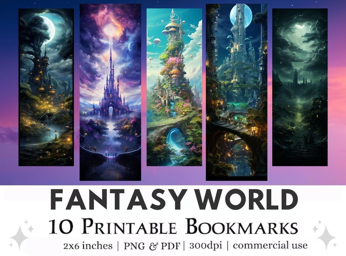 Fantasy Bookmarks Printable Bookmarks, Digital Download Bookmark Sheets