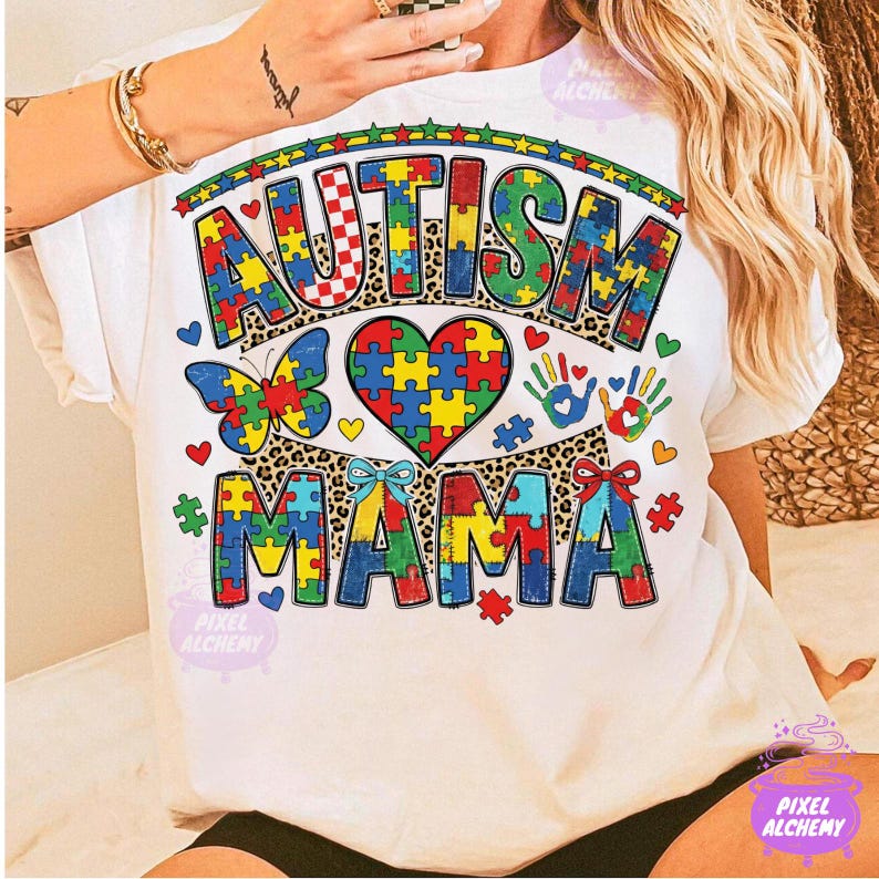 Autism Mama PNG, Coquette Bow Puzzle Piece, Autism Awareness Design ...