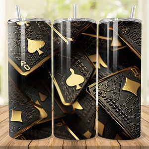 Cartes à jouer 3D 20 oz Skinny Tumbler Sublimation Design, Téléchargement numérique instantané PNG, Straight Tumbler Wrap, 3d Tumbler Wrap, Tumbler Png