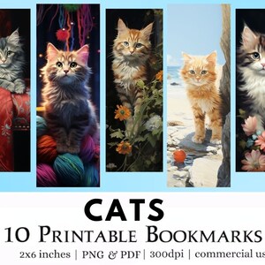 Cat Bookmark, Cat Lover Bookmark, Bookmark Cat Printable Bookmarks, Digital Download Bookmark Sheets PDF, Print and Cut Bookmark Set